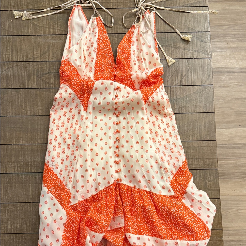 Rebecca Taylor Orange and Cream Patterned Dress